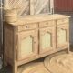 Antique sideboard/buffet in raw solid oak and caning