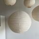 Hanging lamp in rattan and round japanese natural linen d:50