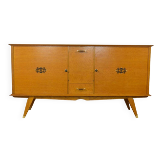 Enfilade Pieds Compas en Chêne Doré Vintage 1950 / 1960