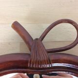 Miroir pomme en rotin vintage 33x34cm