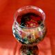Bougeoir en verre peint a la main,d'années '90