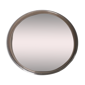Vintage round mirror - gilac n° 1813 - smoked plexiglass - 1970s