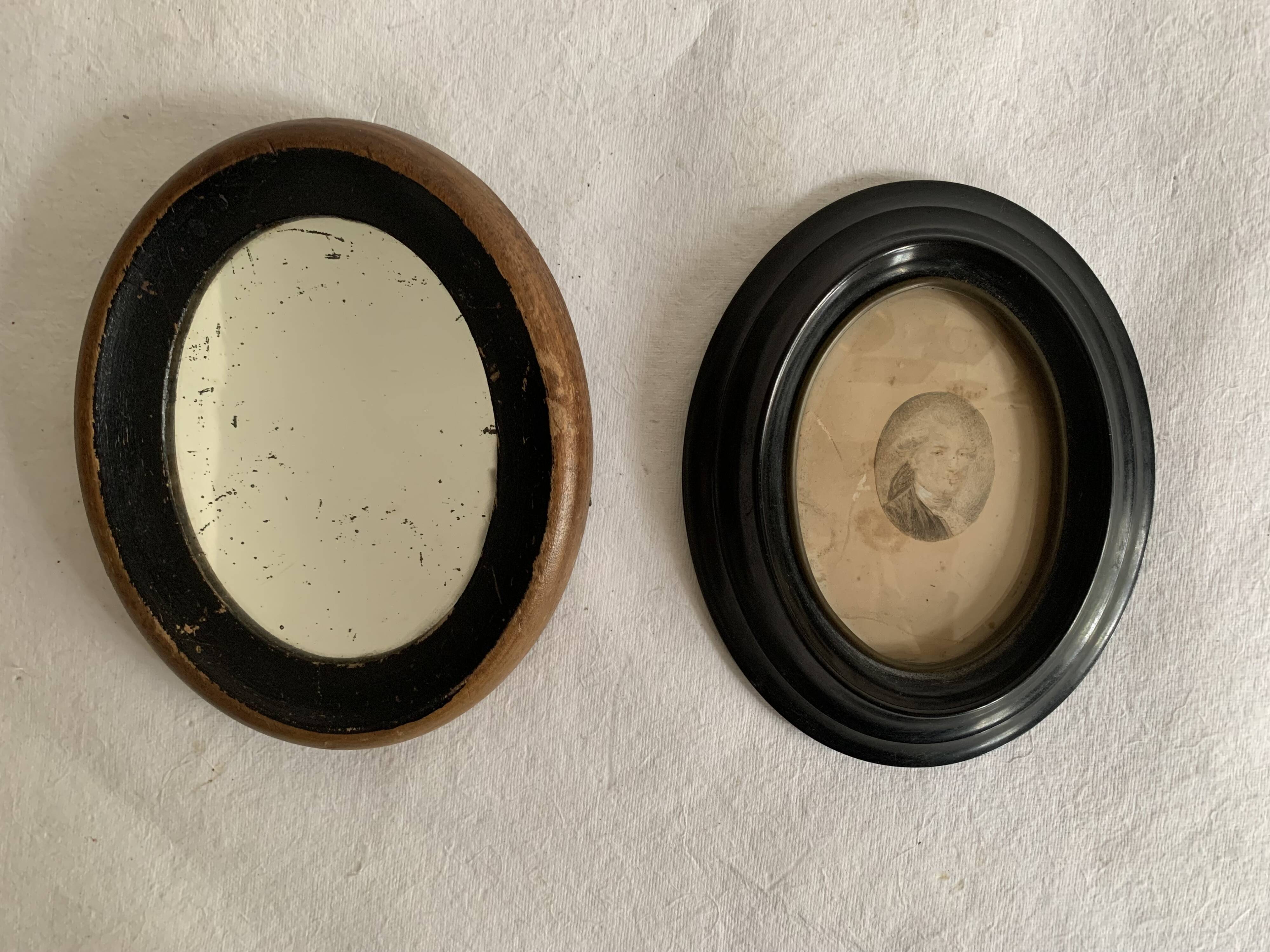 Small miniature portrait from the end of the 18th century in pencil