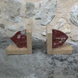 Modernist marble bookends