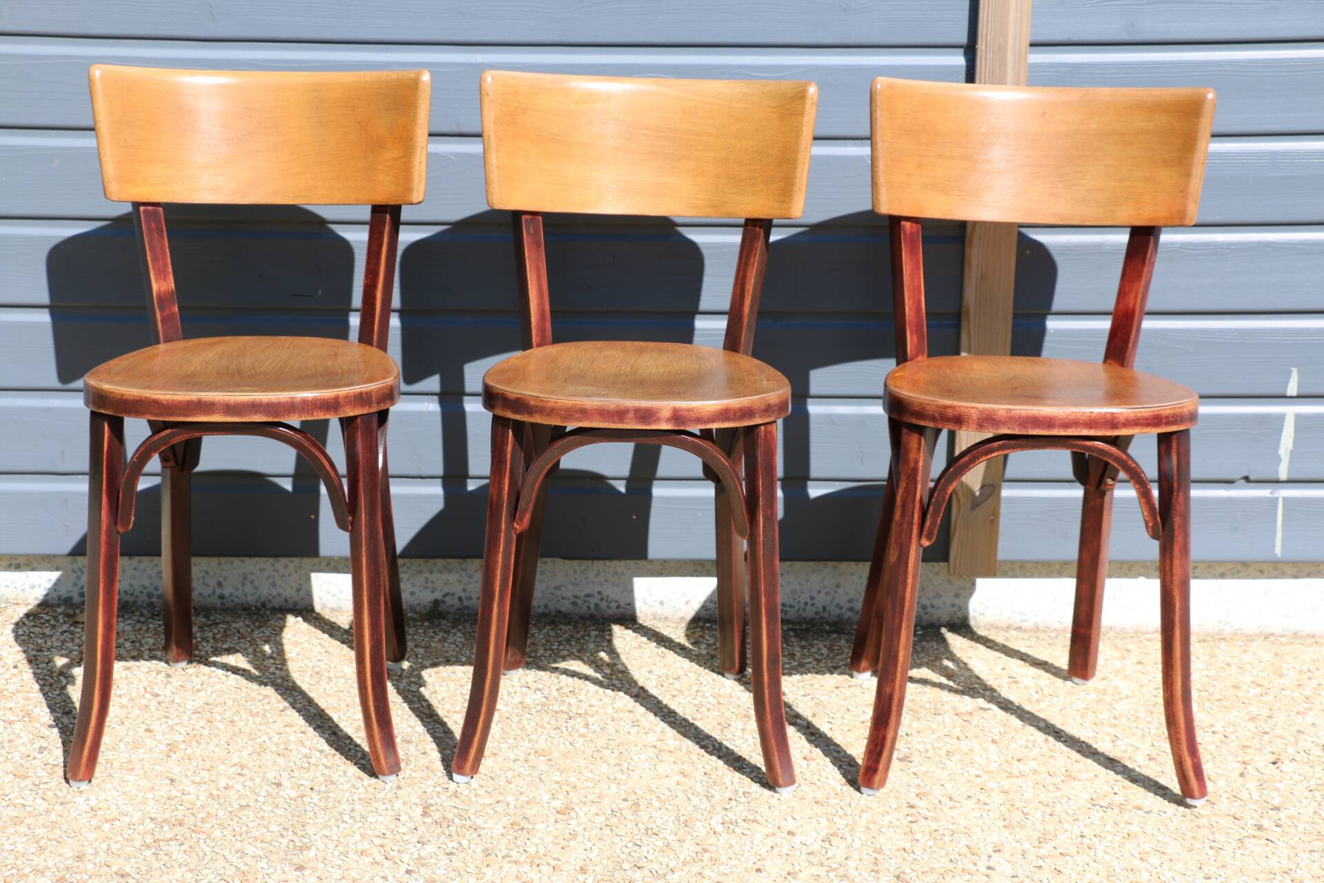 3 Baumann chairs with wide backs No. 30, dark beech