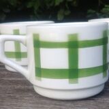 Set of three large ceramic coffee cups Vintage green Scottish décor.