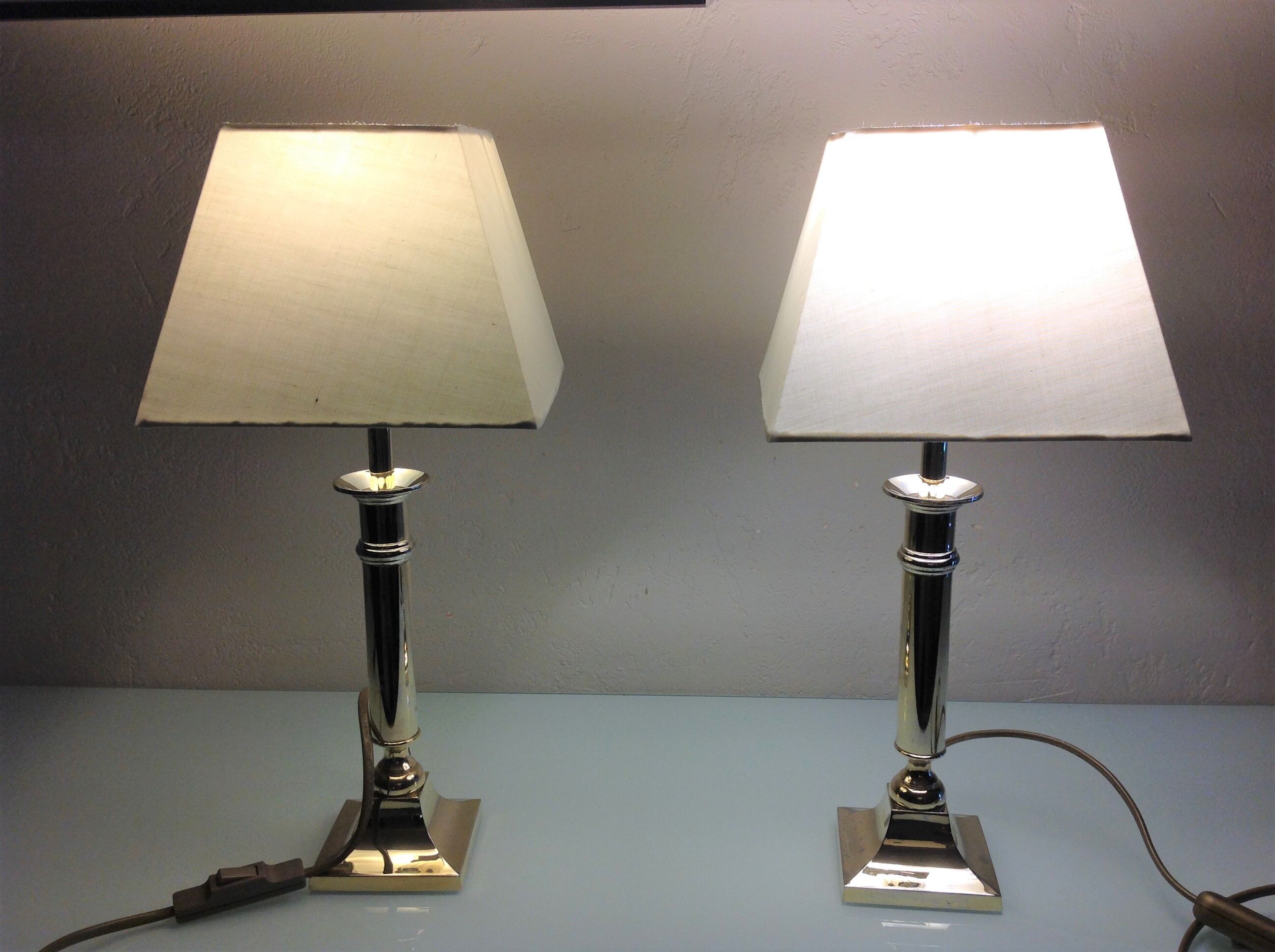 Pair of brass lamps art deco style 60s-70s