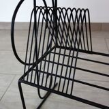 1960s metal and ceramic magazine and record rack