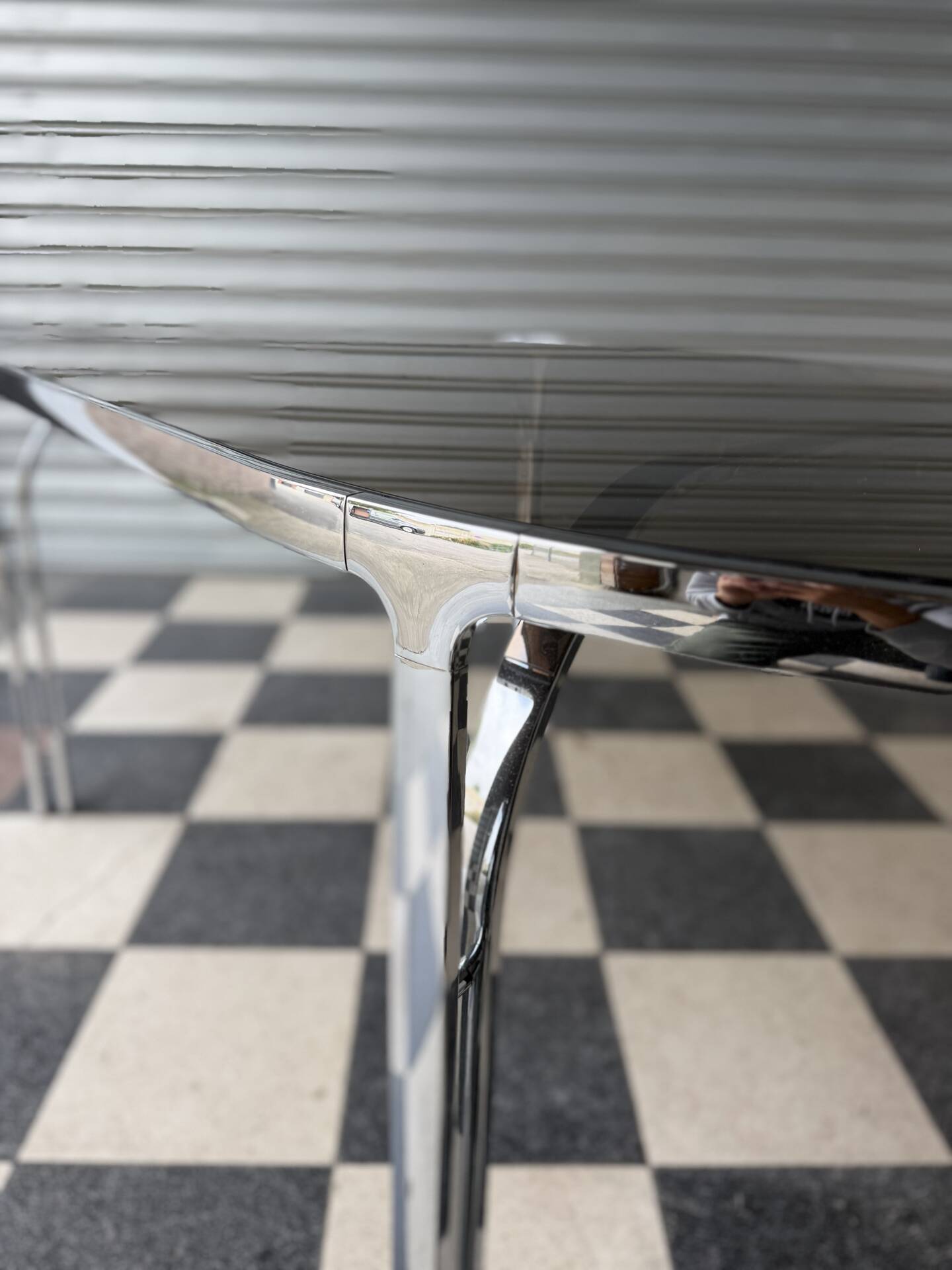 Vintage glass and chrome table