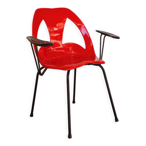 Chaise vintage en plastique rouge