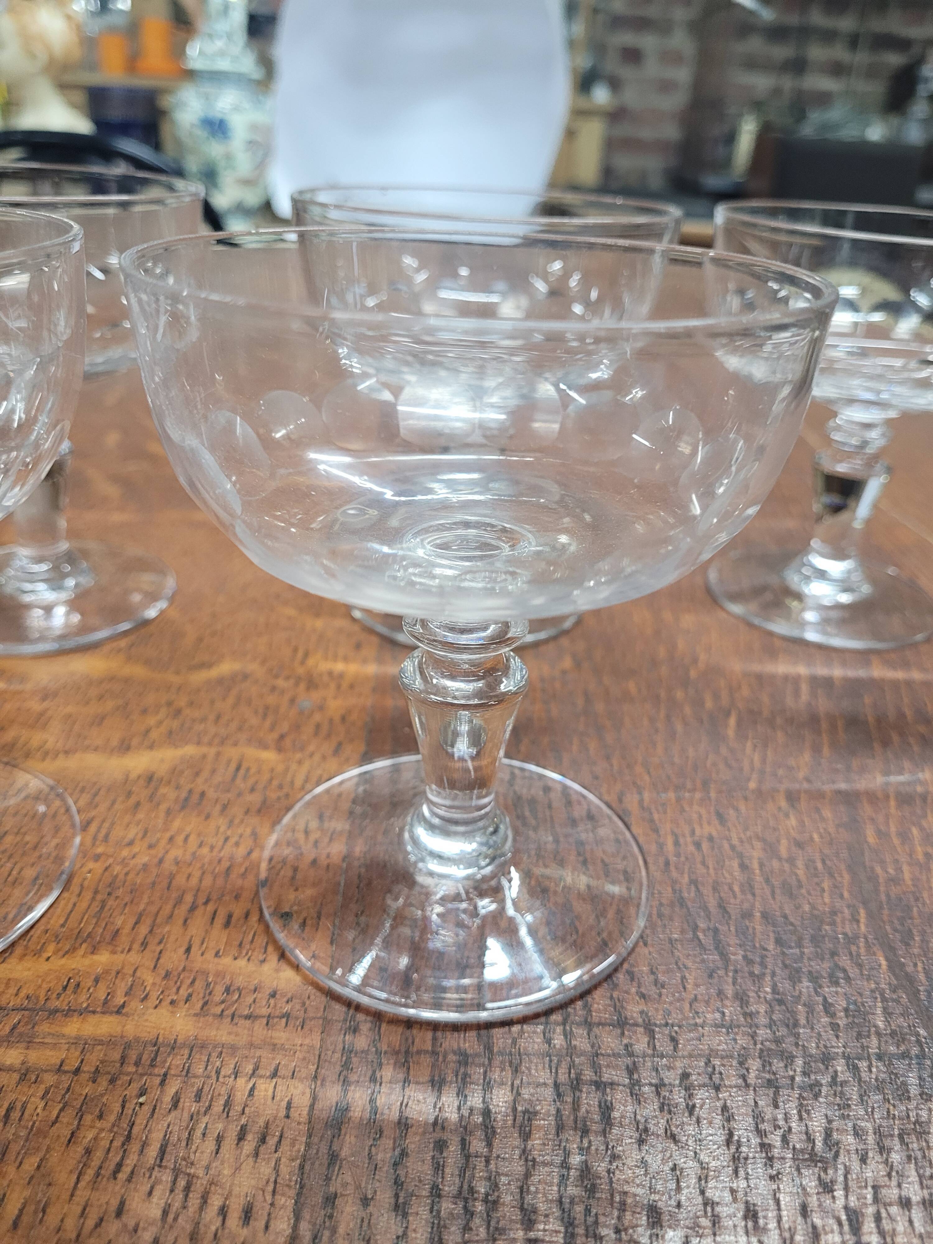 6 old champagne glasses