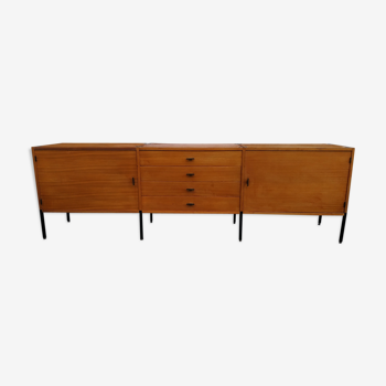 Vintage wood and metal 1950 sideboard