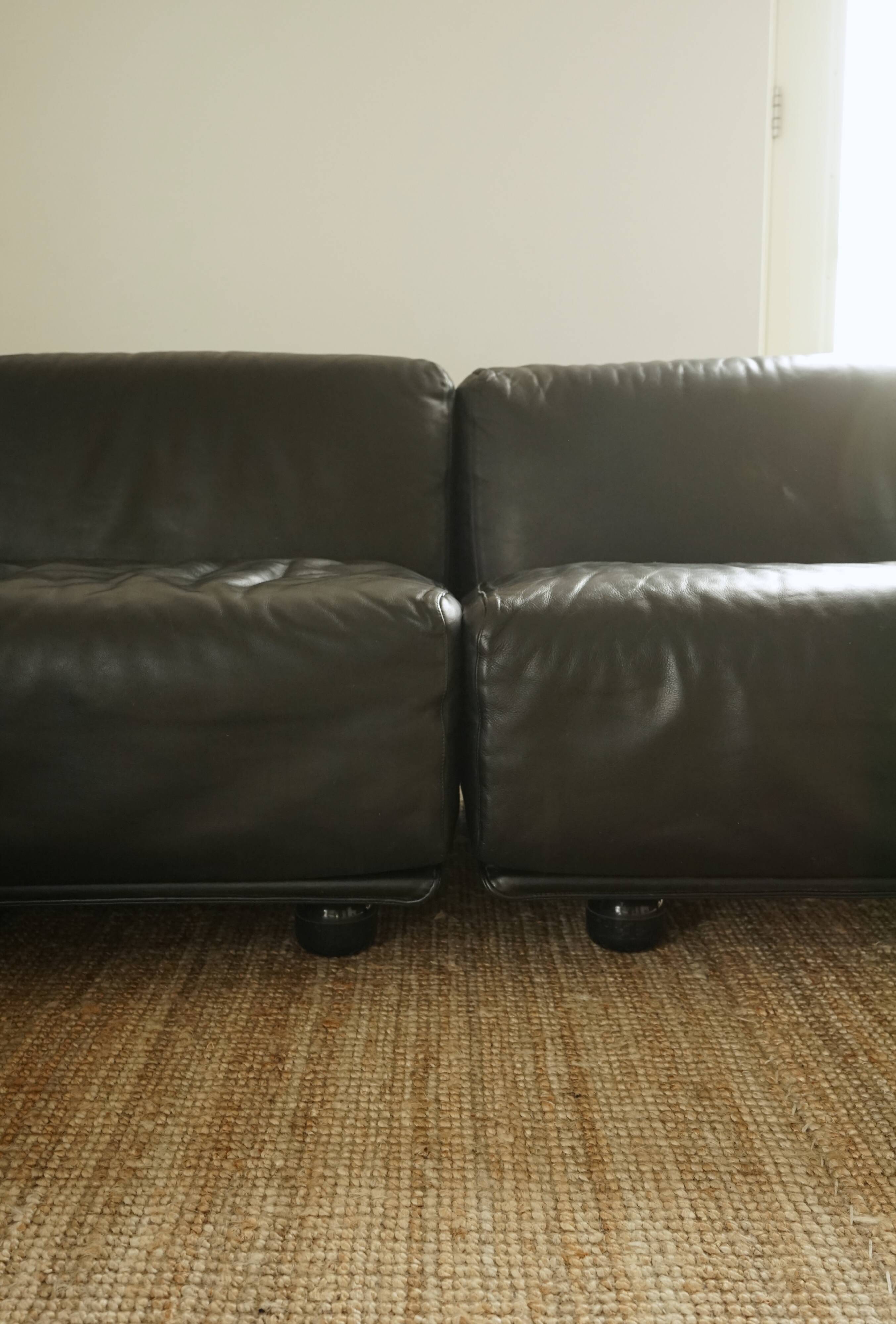 Canapé Modulaire Flandra en Cuir par Vico Magistretti pour Cassina, Italie, années 1970