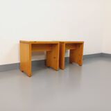 Pair of vintage Charlotte Perriand Les Arcs stools in pine from the 60s 70s
