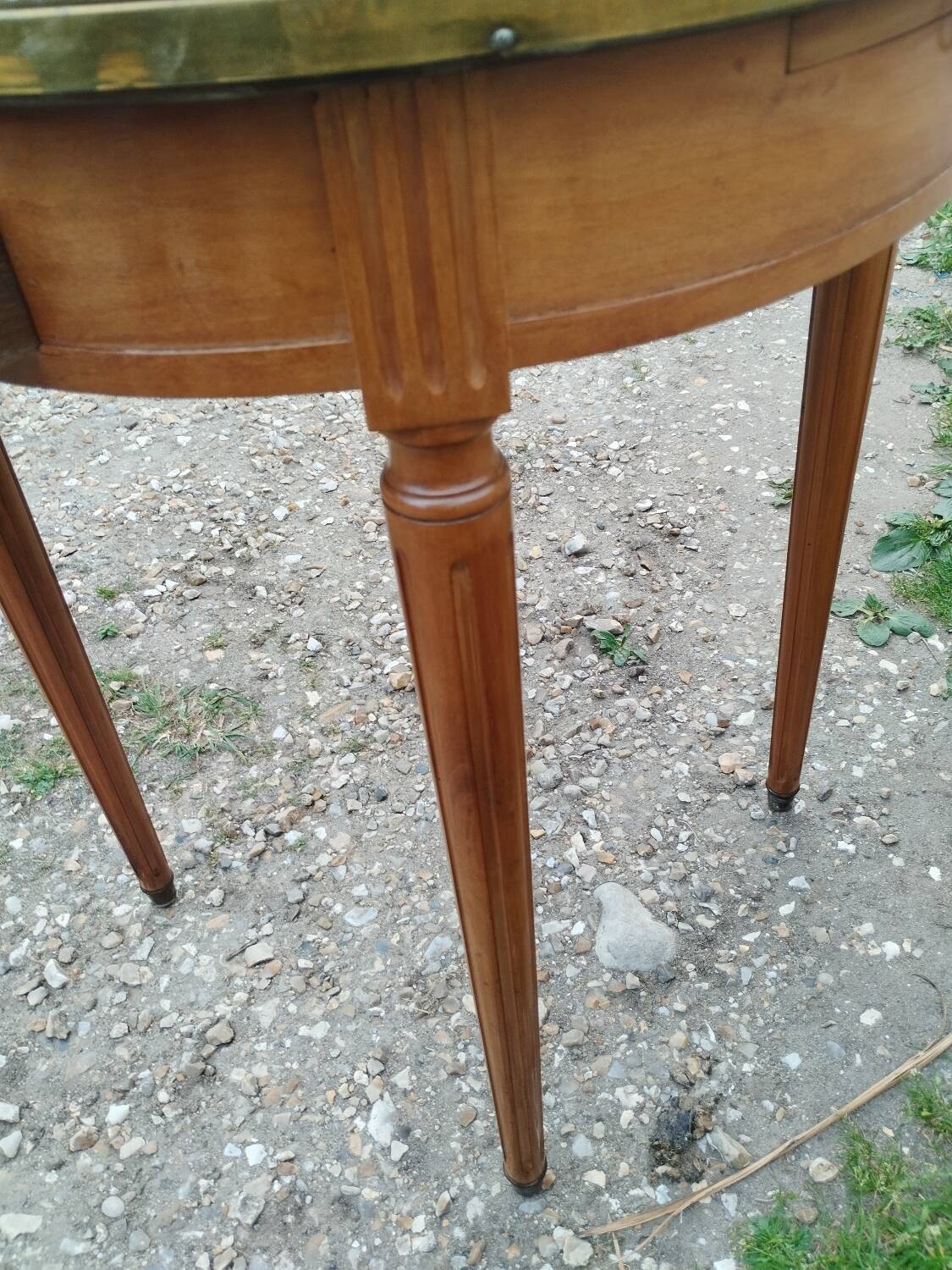 Antique bouillotte table with marble top, Louis XVI style