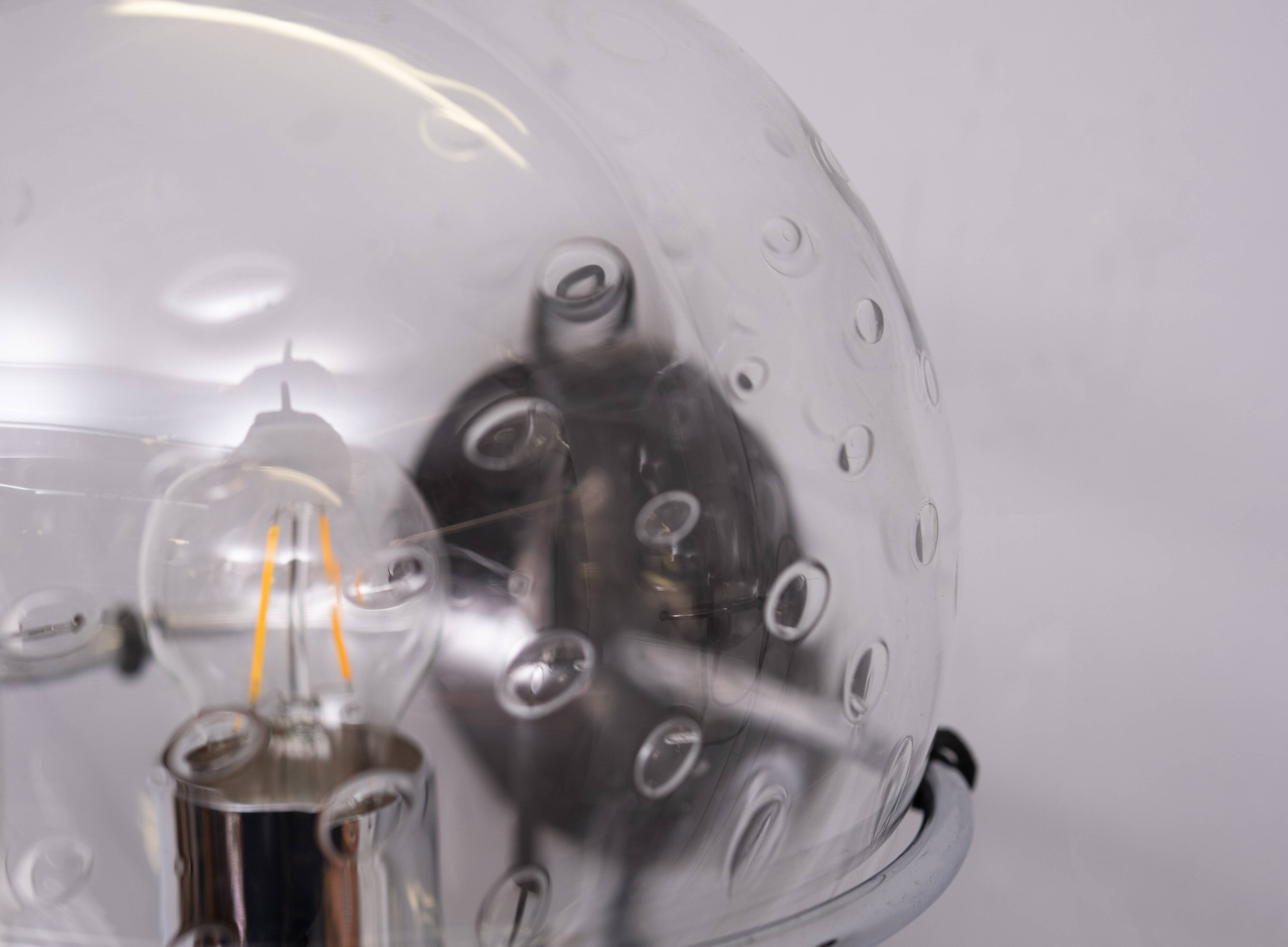 set Basket-Globe wall lamps with raindrop glass bowl by Raak, 1970s