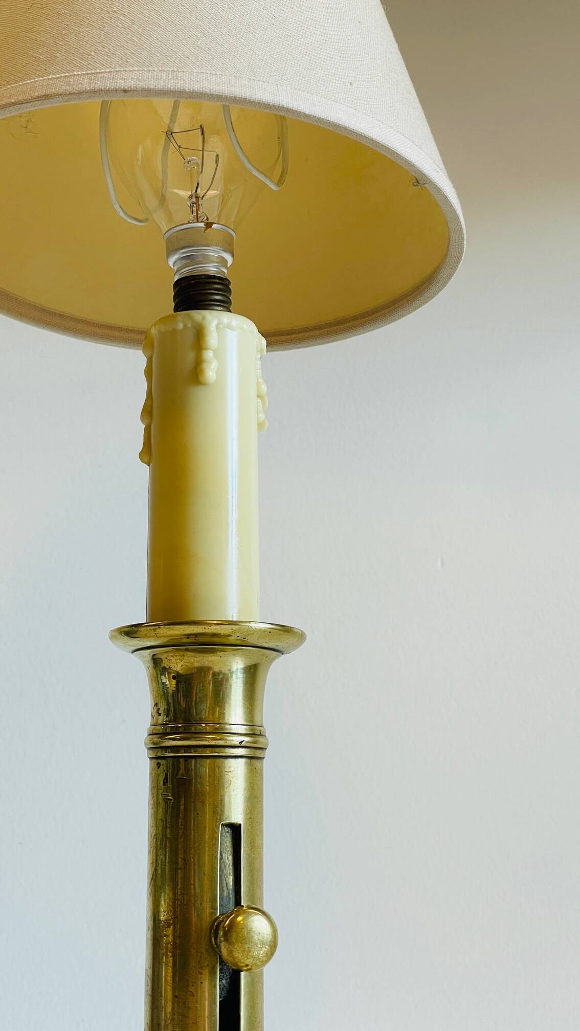 Vintage Solid Brass Candlestick Lamp