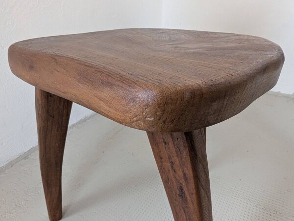 Tabouret bas en bois massif, Henri Bataille