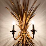 Gilded Italian Hollywood Regency metal wall lamp by Hans Kögl