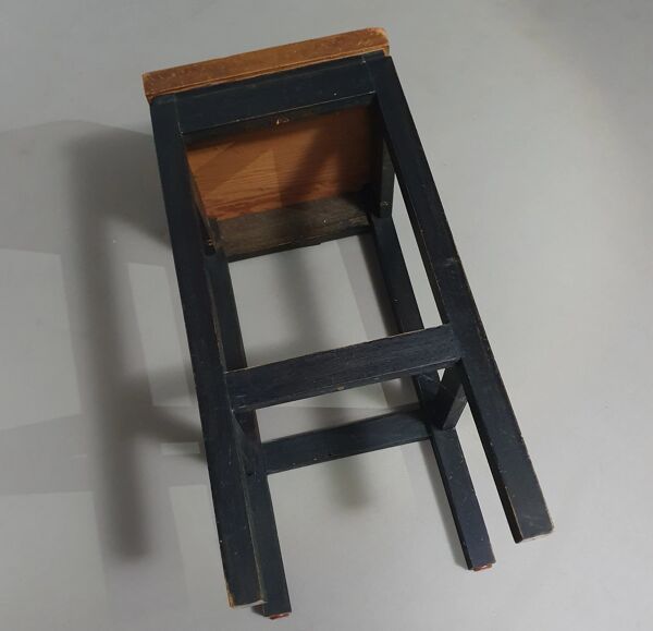 3 x tabourets de construction en chêne années 1960
