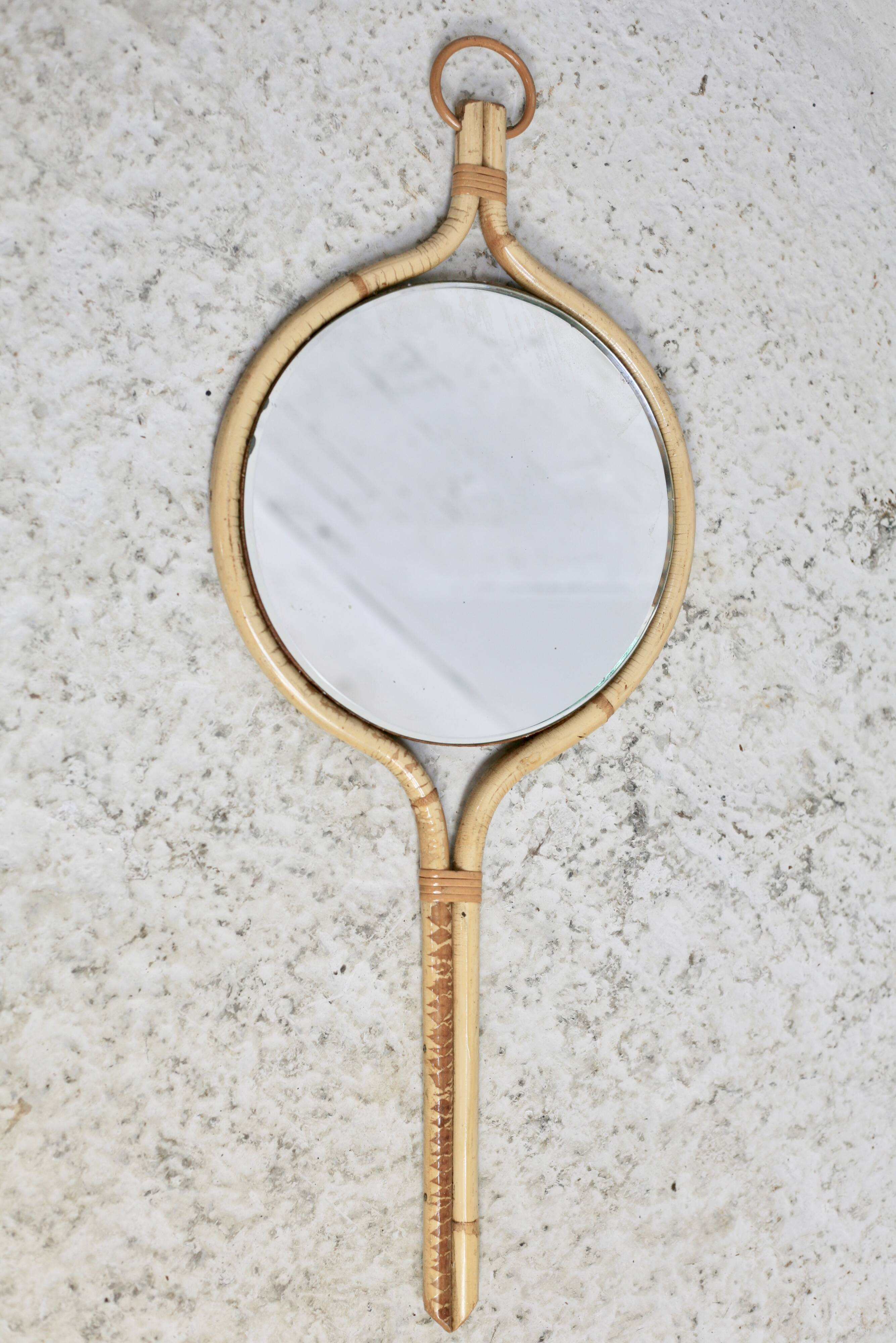 Rattan mirror in the style of Louis Sognot, France, 1950