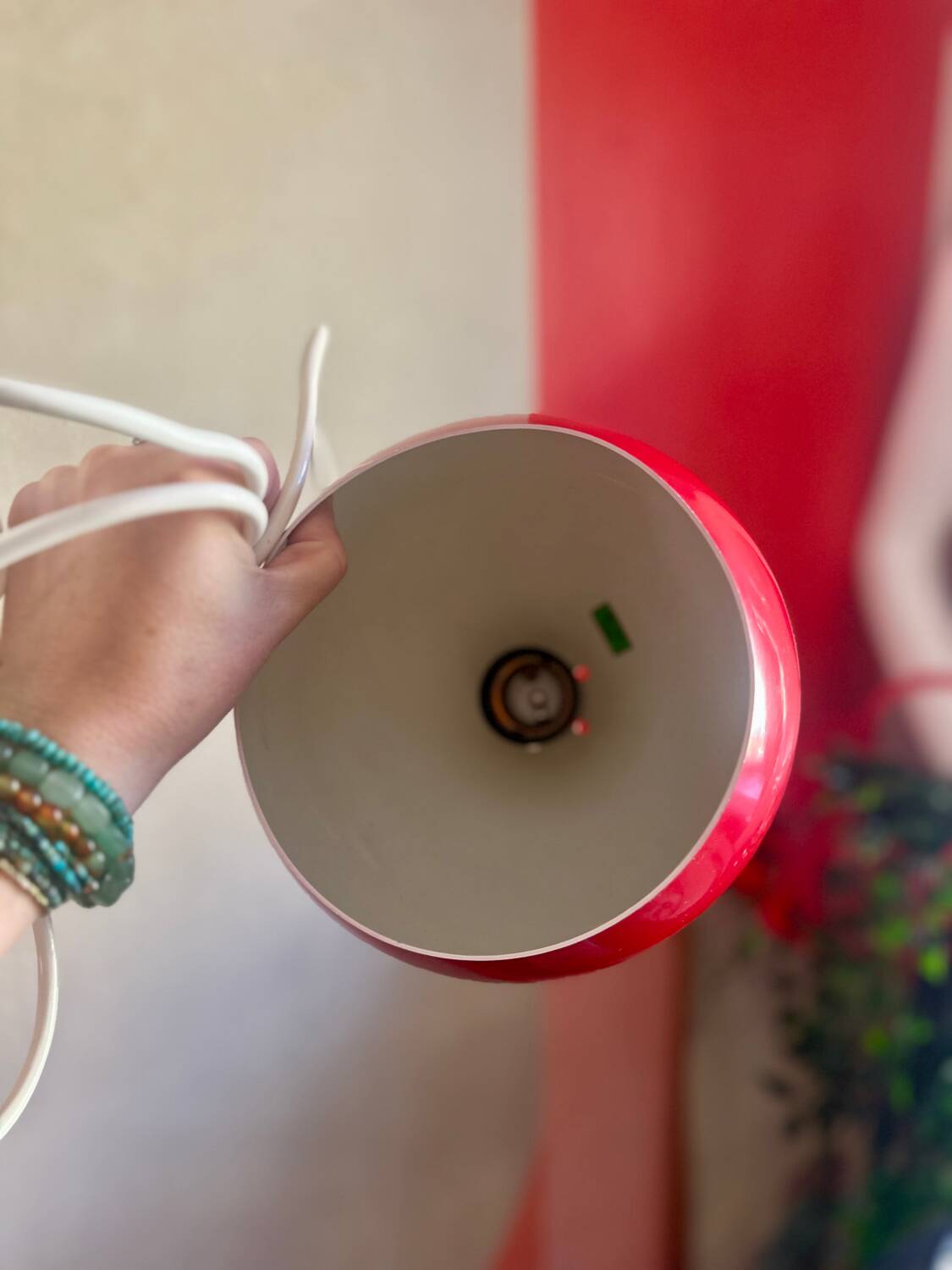 Vintage 70s red ball chandelier