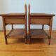 Pair of vintage rattan and cane bedside tables, 1970s