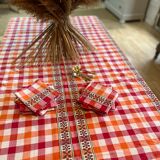 Checkered tablecloth and matching towels
