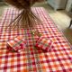Checkered tablecloth and matching towels