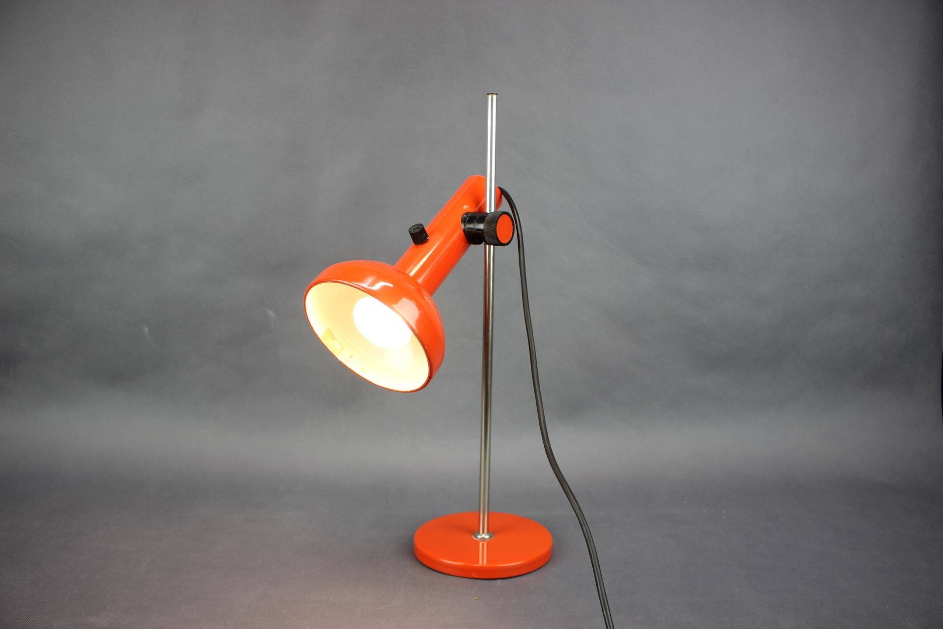 1970s German Orange Adjustable Desk Lamp Bauhaus Style