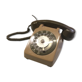 Vintage dial phone Socotel S63 two-tone brown, kaki