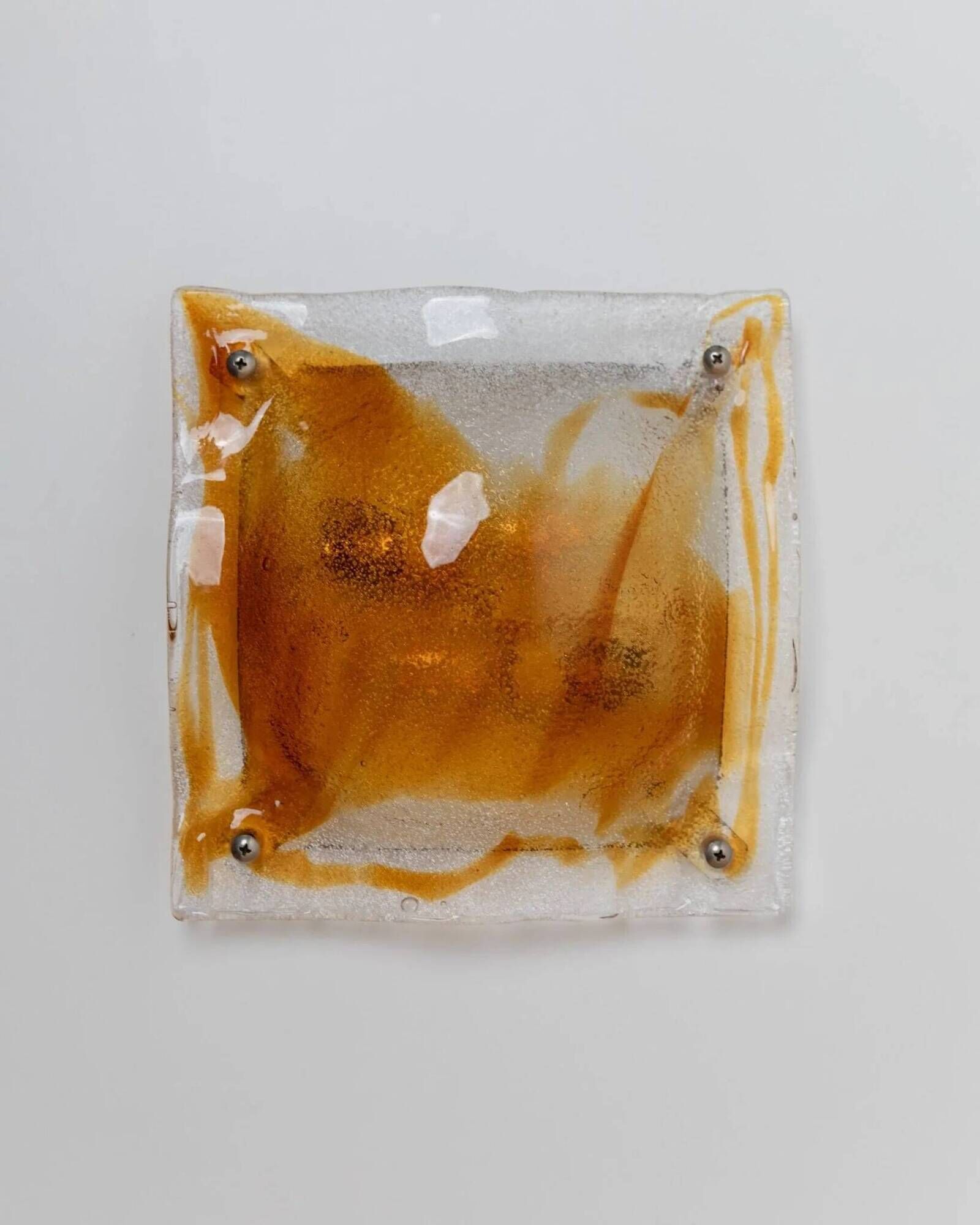 Vintage Murano Glass Wall Lamp - Clear Glass with Orange Striations, Italian Design, 1970s Wall Sconce