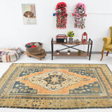 5x9 Rustic Primitive Vintage Handknotted Rug, 266x163Cm