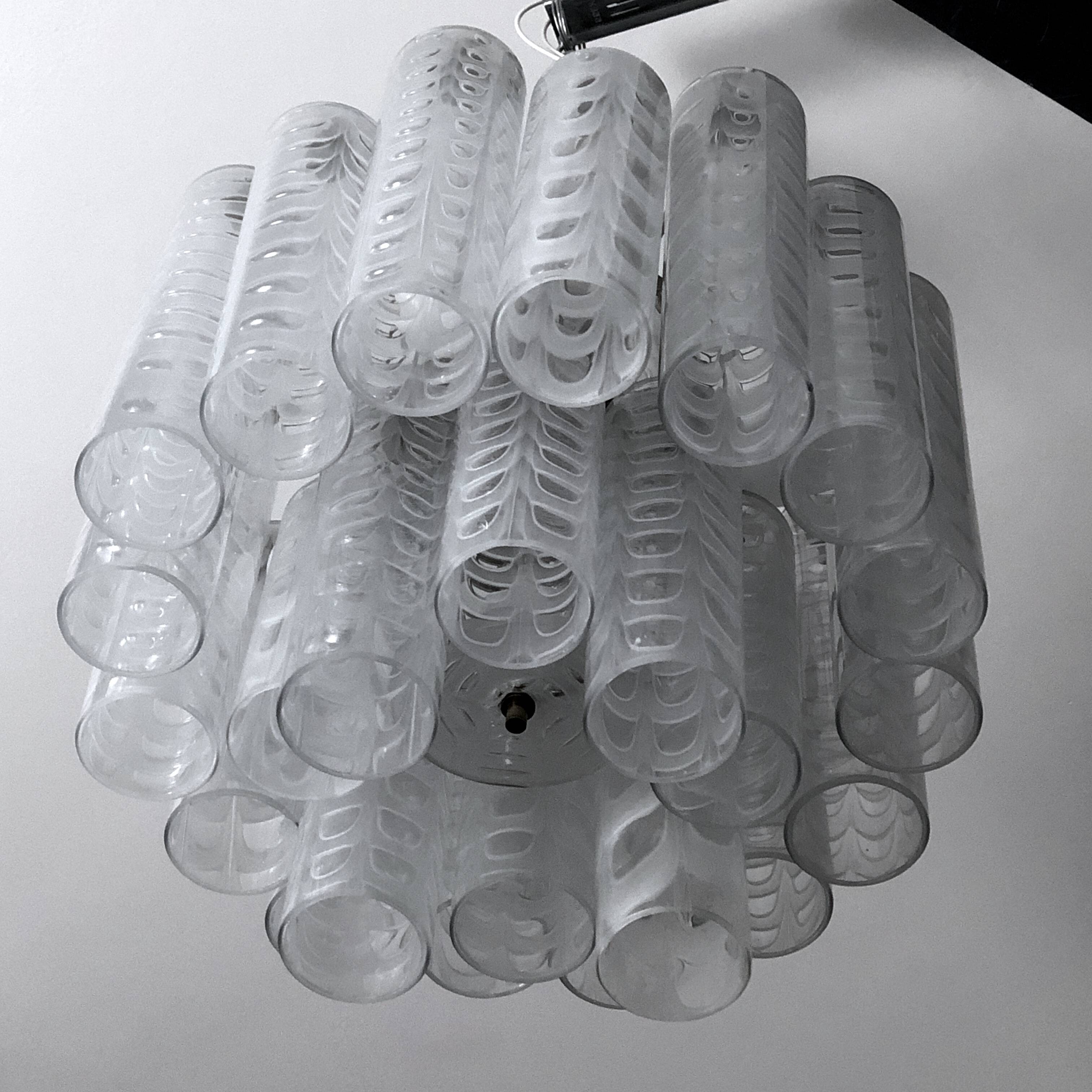 Lustre Ercole Barovier en verre de Murano « Graffito » Italie années 1960