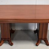 Rectangular table in solid mahogany and plated 1930/1940