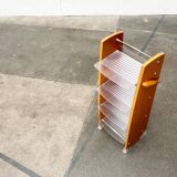 Postmodern CD storage unit in wood, metal, and plastic by Ezech, 1980s.