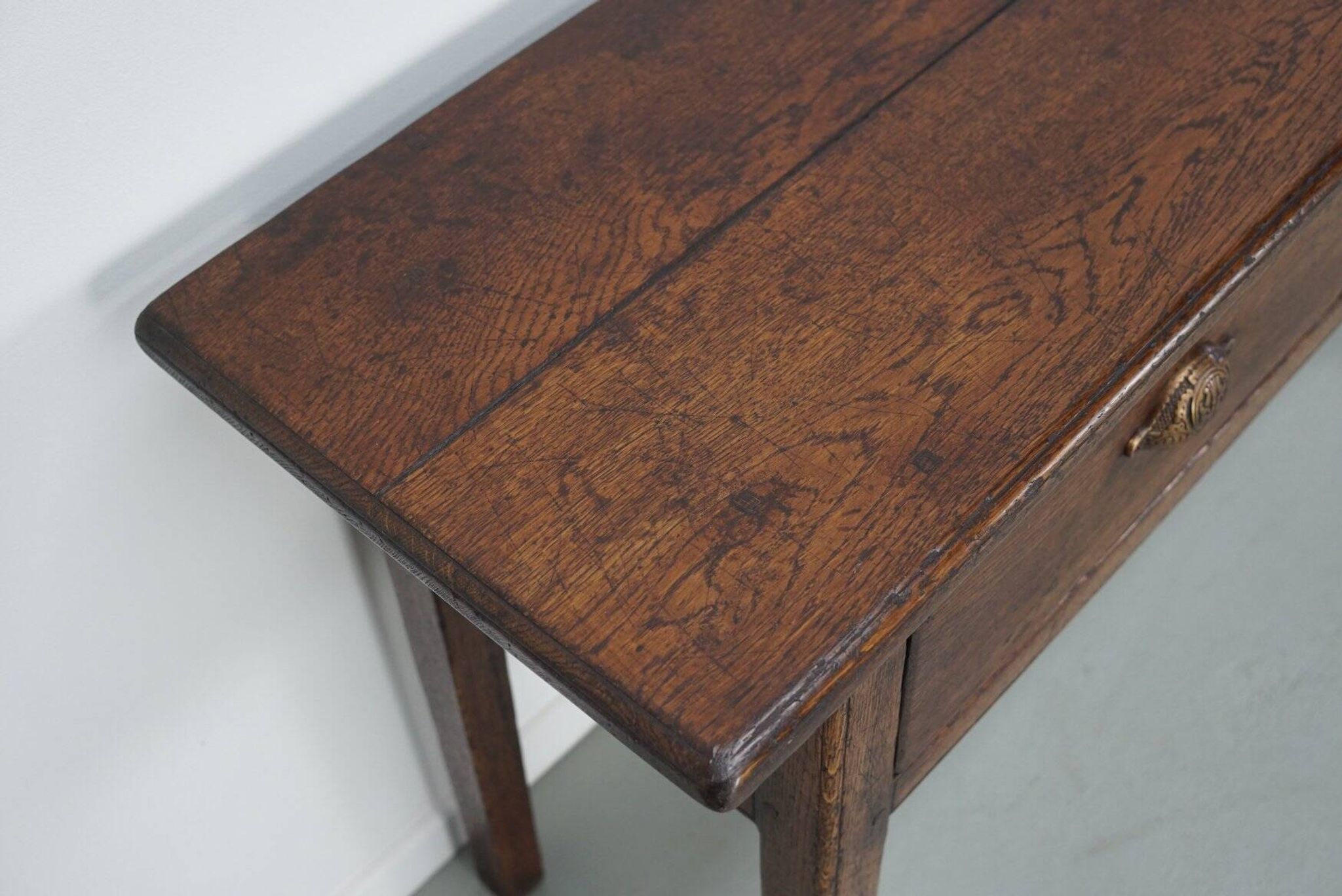 Vintage French rustic farmhouse oak side table, 1950s