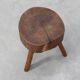 Rustic Oak Tripod Stool with Chunky Round Wooden Seat, France, circa 1920