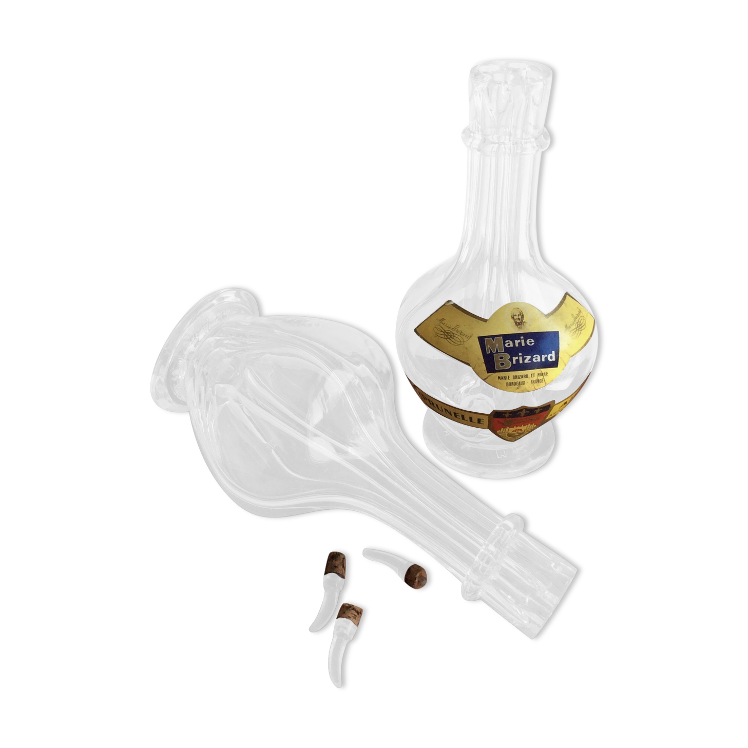 Old liqueur bottle 4 compartments marie Brizard bordeaux