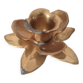 Vintage flower candlestick in gilded brass