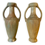 Pair of Gilbert Métenier ceramic amphora-shaped vases