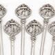 Christofle, 12 skewers, brochettes, metal silver-plated meat picks, anchor.
