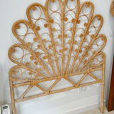 Vintage headboard peacock rattan