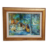 Oil painting on canvas "PARISIENNE" 50x70 Cm 60s 70s BELLE EPOQUE