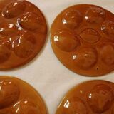 Set of 6 Vintage French Majolica Oyster Plates by St Clements France