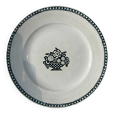 Assiette plate Saint Amand décor corbeille fleurie 23cm