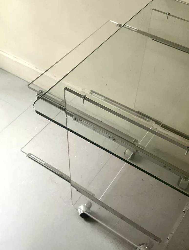 Plexiglass desk by David Lange for Roche Bobois, design 1970.
