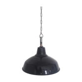 Suspension industrielle - tôle émaillée noir et blanc - ø 30 cm -1940-50