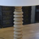 Large brutalist table lamp in beech
