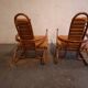 Set de fauteuils en bambou et cuir années 60'S